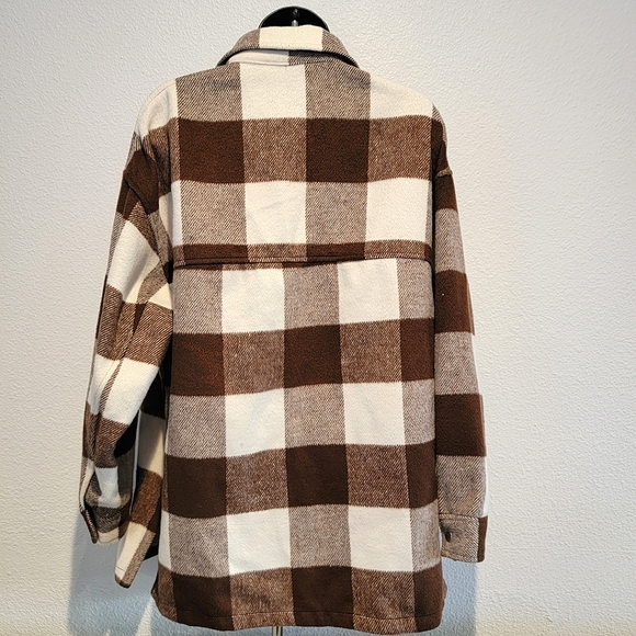 H&M Plaid Checkered Brushed Twill Bloggers Favorite Shirt Jacket - Picture 4 of 5